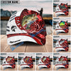BlueJose Fishing White Red Lava Sport Personalized Name Classic 3D Cap Personalized Cap (13 Breeds)