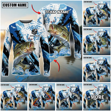 Bluejose Fishing Blue Slash Graphic Design Custom Name & Team Name 3D Shirts (12 Breeds)