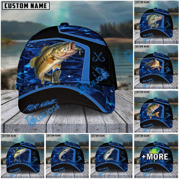 BlueJose Fishing Blue Water Outdoor Personalized Name Classic 3D Cap (13 Breeds)