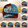 BlueJose Fishing Red Lightning Water Texture Rope Personalized Name Classic 3D Cap (13 Breeds)