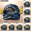BlueJose Fishing Dark Blue Ocean Splash Personalized Name Classic 3D Cap (13 Breeds)