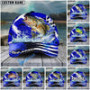 BlueJose Fishing Blue Geometric Splash Personalized Cap (13 Breeds)