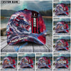 BlueJose Fishing Patriotic American Flag Stars Stripes With Dynamic Splash Personalized Cap (13 Breeds)