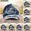 BlueJose Fishing Net Pattern Night Forest Water Splash Fish Hooks Personalized Cap (13 Breeds)