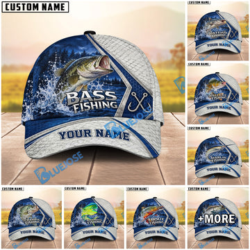 BlueJose Fishing Net Pattern Night Forest Water Splash Fish Hooks Personalized Cap (13 Breeds)