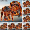 BlueJose Fishing Black Orange Fire Flame Skull Design Custom Name & Team Name 3D Shirts (12 Breeds)