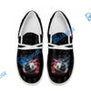 BlueJose Billiards Ball 8 Pool Smoke US Flag White Canvas Loafer Shoes