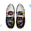 BlueJose Billiards 8 Ball Graffiti Paint Splash White Canvas Loafer Shoes