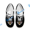 BlueJose Billiards Ball 8 Skull White Canvas Loafer Shoes