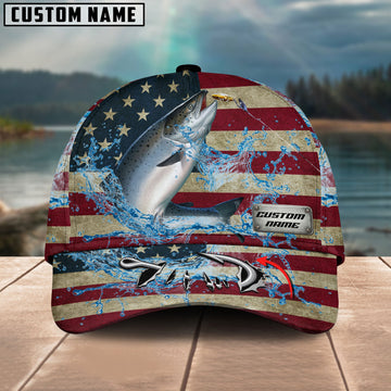 BlueJose Personalized American Salmon Water Splash FIshing Classic Cap