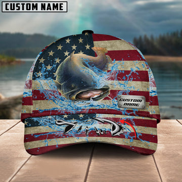 BlueJose Personalized American Catfish Water Splash FIshing Classic Cap