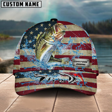 BlueJose Personalized American Bass Water Splash FIshing Classic Cap