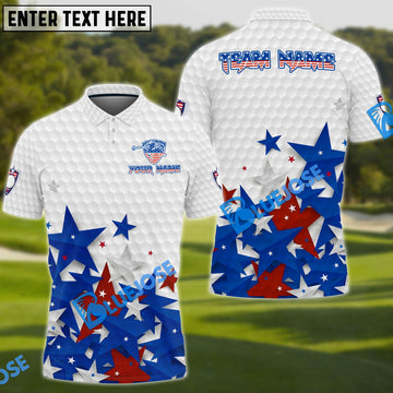 BlueJose Premium Golf Ameican Flag Stars Customized Name, Team Name 3D Shirts