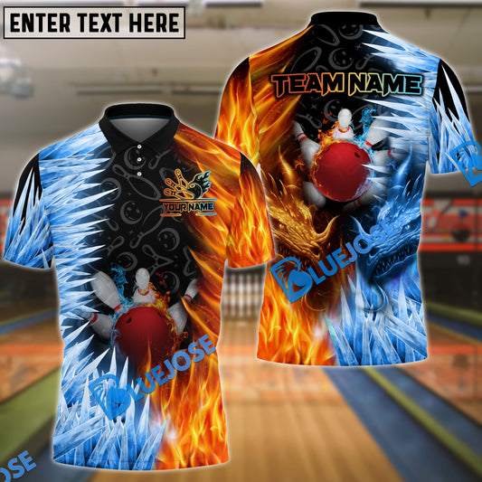 BlueJoses Bowling Fire And Ice Customized Name, Team Name 3D Shirt ( 2 Colors )