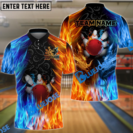 BlueJoses Bowling Fire And Ice Customized Name, Team Name 3D Shirt ( 2 Colors )