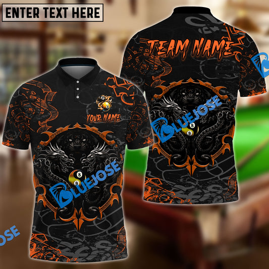 BlueJose Billiards Ball 8 & 9 Yinyang Dragon Tiger Personalized Name, Team Name Unisex Shirt ( 4 Colors )