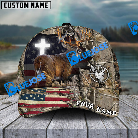 BlueJose Cross America Hunting Deer Crack Camo Pattern Multicolor Personalized Cap