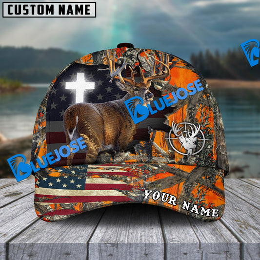 BlueJose Cross America Hunting Deer Crack Camo Pattern Multicolor Personalized Cap