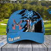 BlueJose Golf Skull US Flag Pattern Personalized Name Cap ( 2 Colors )