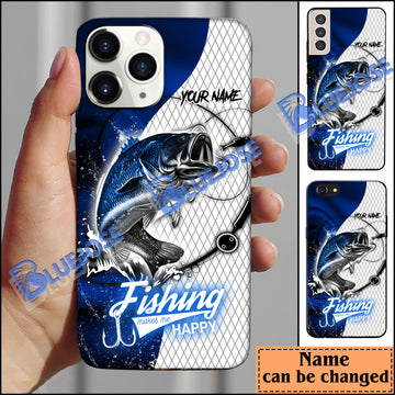 BlueJose Bass Fishing Dark Blue Skin Sport Personalized Name Phone Case