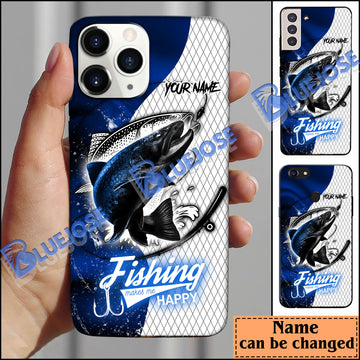 BlueJose Trout Fishing Dark Blue Skin Sport Personalized Name Phone Case