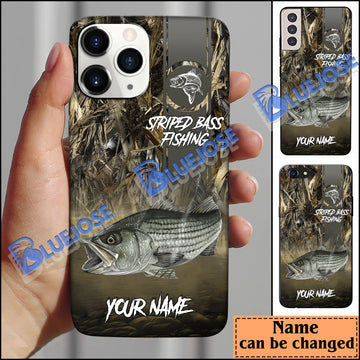 BlueJose Striped Bass Nature Personalized Name Phone Case