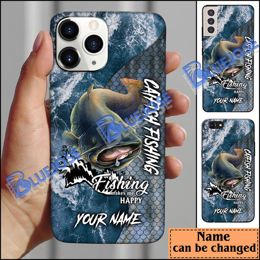 BlueJose Catfish Fishing Skin Seawave Personalized Name Phone Case