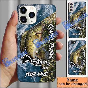 BlueJose Crappie Fishing Skin Seawave Personalized Name Phone Case