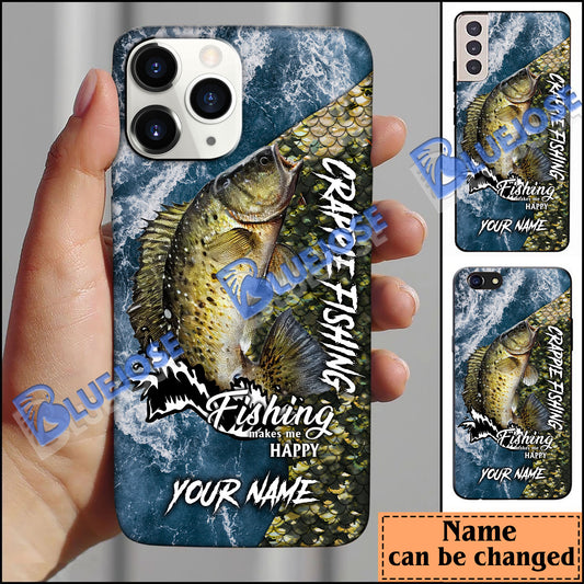 BlueJose Crappie Fishing Skin Seawave Personalized Name Phone Case