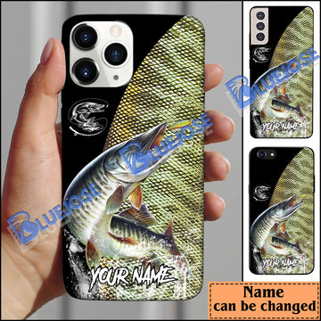 BlueJose Classic Musky Fishing Skin Personalized Name Phone Case