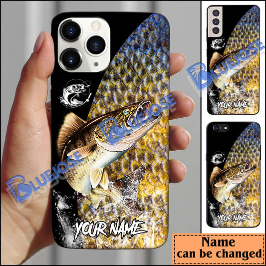 BlueJose Classic Walleye Fishing Skin Personalized Name Phone Case