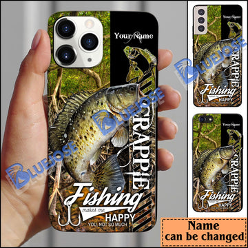 BlueJose Crappie Fishing Jungle Camo Personalized Name Phone Case