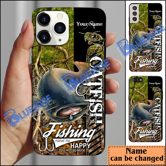 BlueJose Catfish Fishing Jungle Camo Personalized Name Phone Case