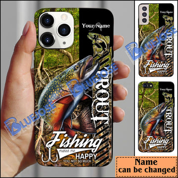 BlueJose Trout Fishing Jungle Camo Personalized Name Phone Case