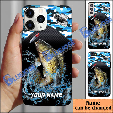 BlueJose Crappie Fishing Blue Camo Sport Personalized Name Phone Case