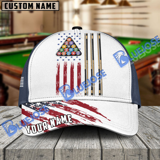 BlueJose Billiards Billiards Ball 8 US Flag Champion Pattern Personalized Name Cap