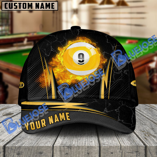 BlueJose Billiards Ball 9 Fire Cue Personalized Name Cap (4 Colors)