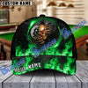 BlueJose Billiards Ball 8 Fire Skull Crack Personalized Name Cap (6 Colors)