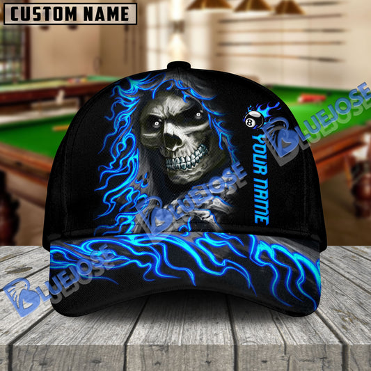 BlueJose Billiards Ball 8 Skull Personalized Name Cap