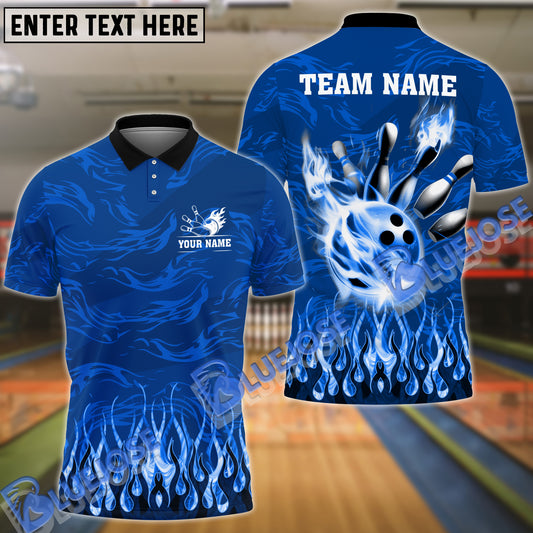 BlueJose Bowling And Pins Fireball Magic Customized Name 3D Shirt (4 Colors)