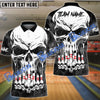 BlueJoses Bowling And Pins Haunted Skull Multicolor Customized Name 3D Shirt ( 4 Colors )