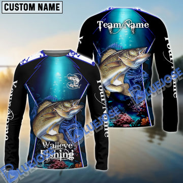 BlueJose Walleye Fishing Deep Sea Sport Custom Name & Team Name Shirts