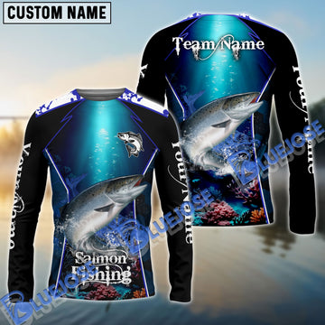 BlueJose Salmon Fishing Deep Sea Sport Custom Name & Team Name Shirts