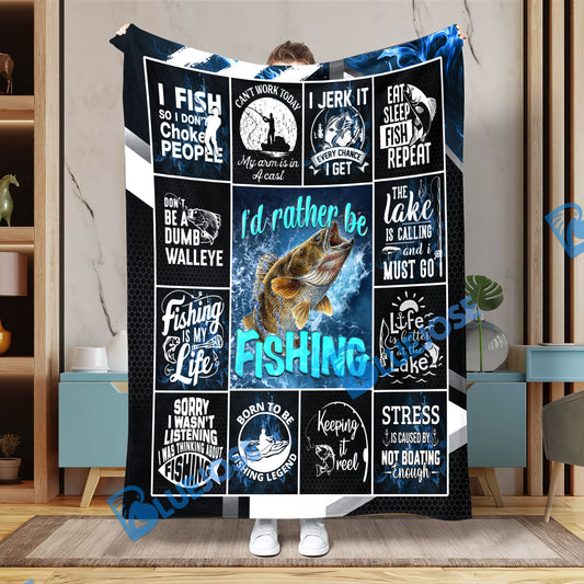 BlueJose Walleye Fishing Lovers Rather Be Blanket