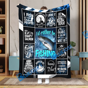 BlueJose Salmon Fishing Lovers Rather Be Blanket