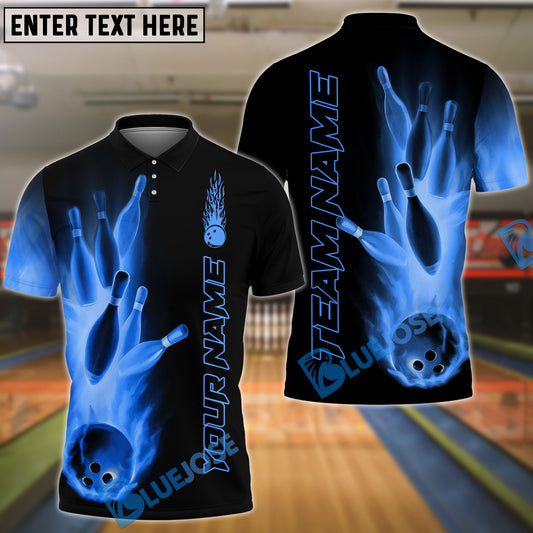 BlueJoses Bowling And Pins Flame Customized Name 3D Shirt ( 6 Colors)