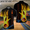 BlueJoses Bowling And Pins Flame Customized Name 3D Shirt ( 6 Colors)