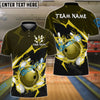 BlueJoses Bowling And Pins Thunder Strike Down Customized Name 3D Shirt ( 6 Colors)