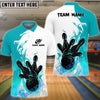 BlueJose Bowling And Pins Basic Fire Flame Customized Name 3D Shirt (4 Colors)