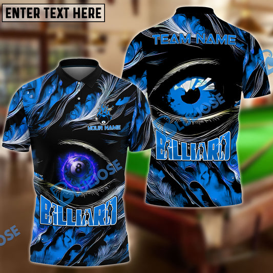 BlueJose Billiards Ball 8 Fire Eye Personalized Name, Team Name Unisex Shirt (4 Colors)